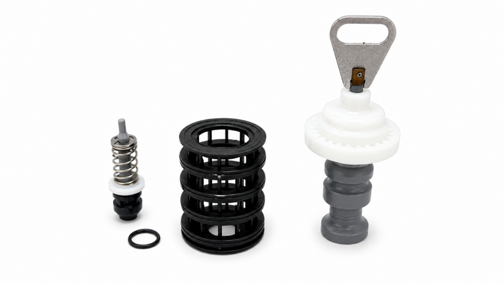 Revisieset voor Pentair Fleck 5600 SXT met zuiger, seal & spacer stack, injector en O-ring.